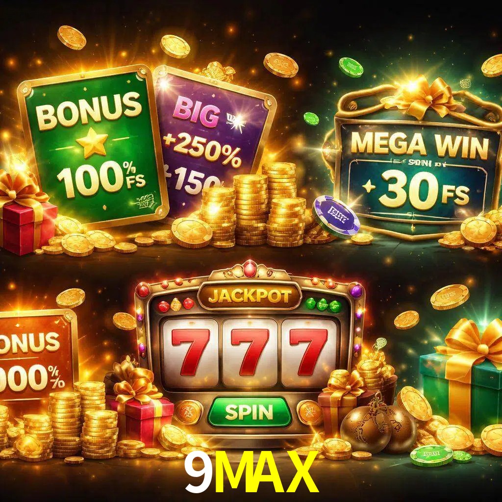 Tipos de bonos 9MAX incluyendo recompensas de bienvenida y promociones continuas